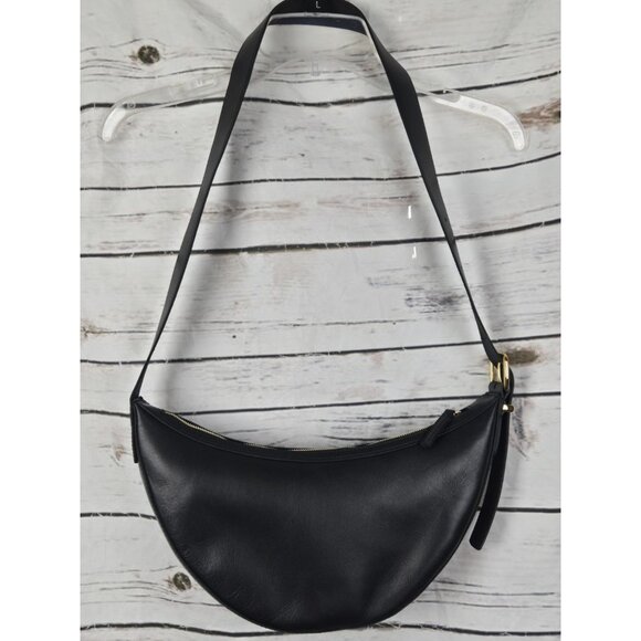 Madewell The Essential Leather Crossbody Sling Bag Black NEW Crescent Flawed - Picture 1 of 12